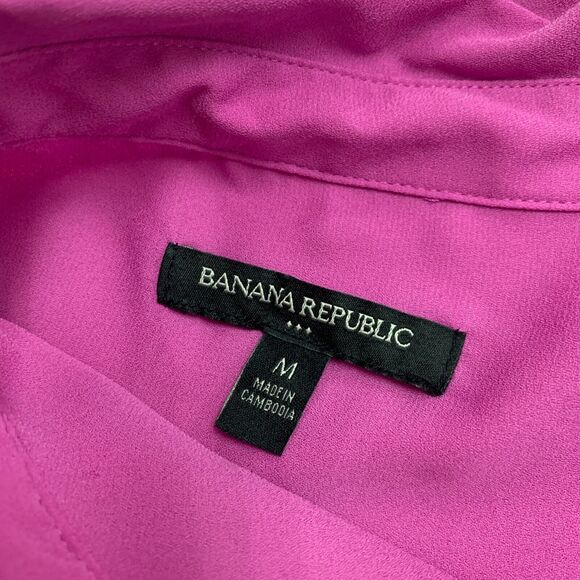 Banana Republic Blouse Womens M Medium Orchid Sleeveless Button Up Pleated Chest - Picture 8 of 11